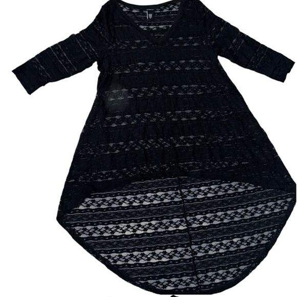Torrid 3/4 Sleeve Black Extreme Hi Lo Lace Top Plus Size XL - Picture 8 of 8
